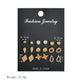 Earrings Popular Rhinestone Pearl Geometric Style 9 Pairs Stud Earring Set Combination