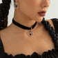 Jewelry sweet cool heart-shaped black imitation crystal necklace female simple velvet drop-shaped pendant necklace