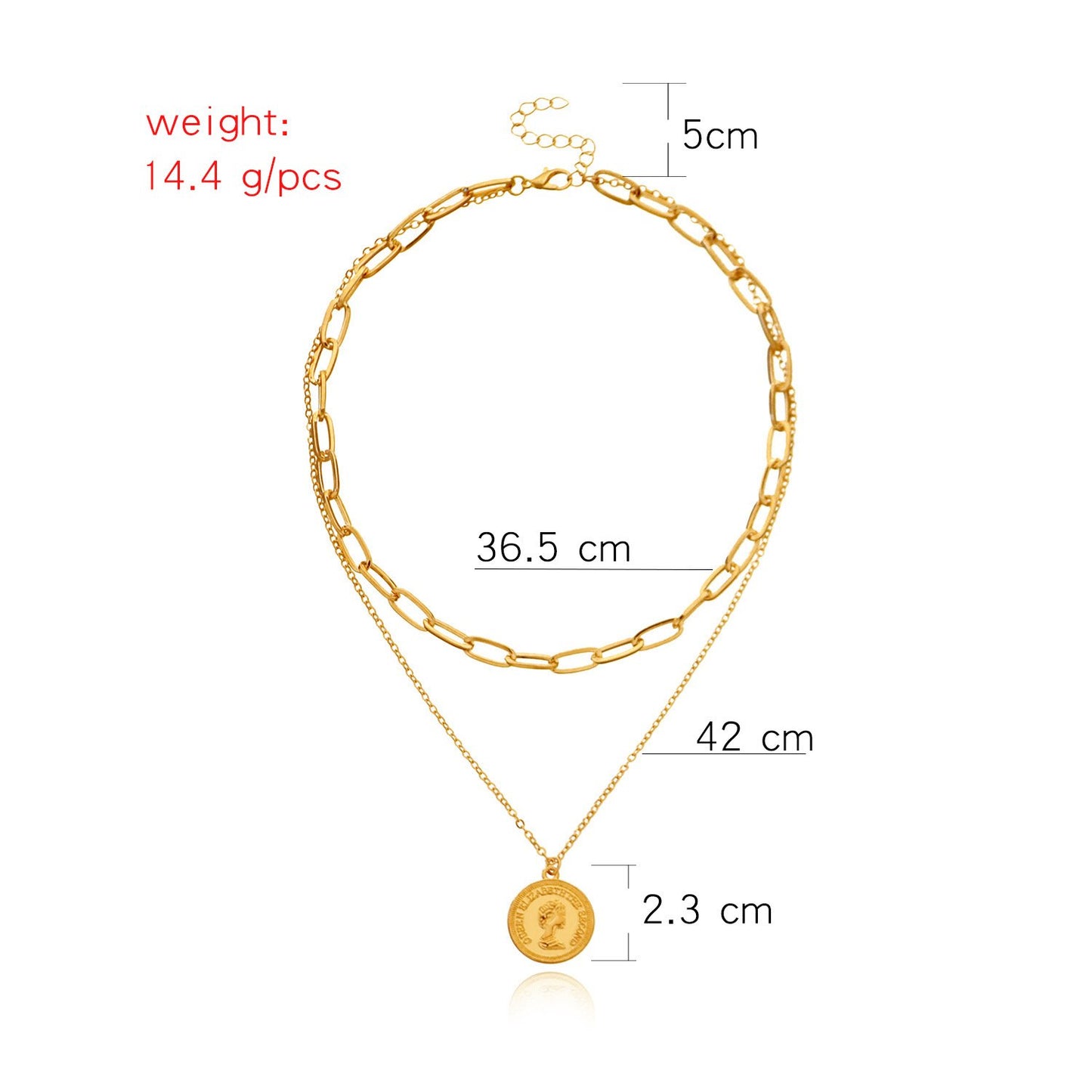 Jewelry Fashion Geometric Chain Double Layer Necklace Female Punk Street Beauty Avatar Round Card Necklace