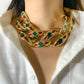 Jewelry punk square geometric drop oil pendant personality exaggerated thick chain buckle micro-inlaid necklace
