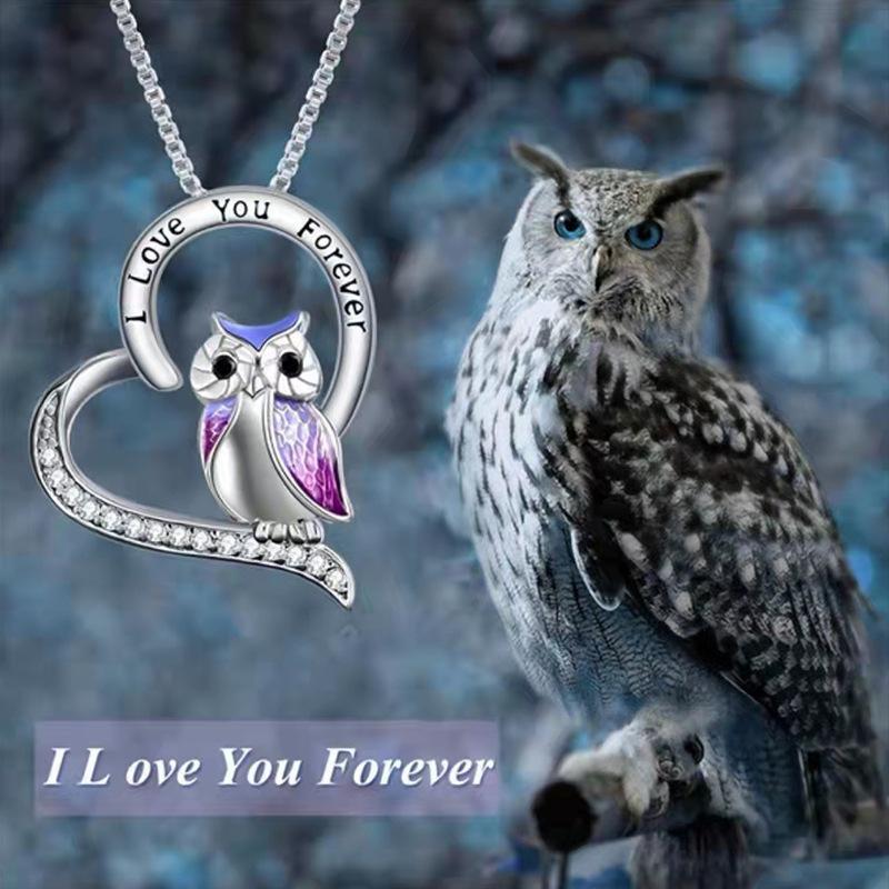 Explosive Pendant Necklace Women's Fashion Alphabet Necklace ILoveYou Heart Owl Jewelry