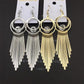 High Quality Double Hoop Earrings Fine Grain Metal Tassel Imitation Zircon Earrings Ethnic Jewelry