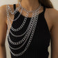 Fashion Trend Halter Neck Chain Clavicle Necklace Sexy Geometric U Shape Tassel One Shoulder Body Chain Female