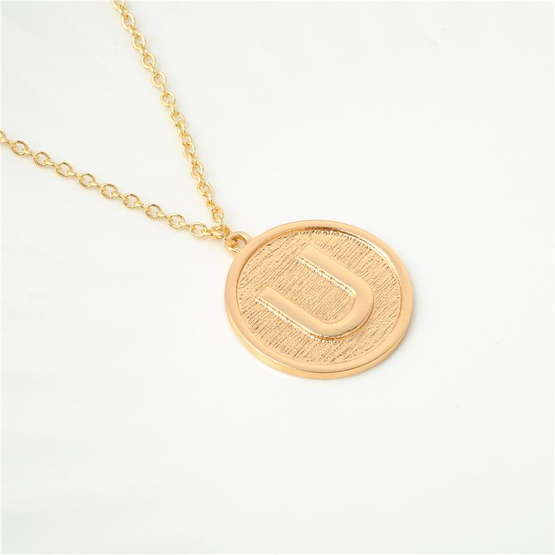 Jewelry round cake horseshoe-shaped U-shaped necklace tag ID card letter pendant female necklace