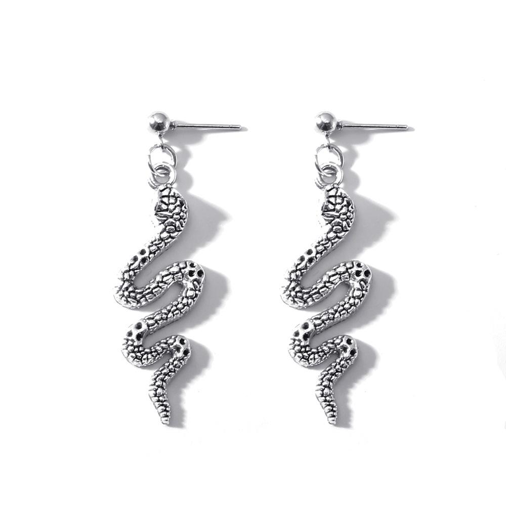 Trendy creative exaggerated snake-shaped earrings personalized retro net red metal long earrings
