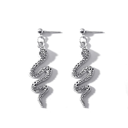 Trendy creative exaggerated snake-shaped earrings personalized retro net red metal long earrings