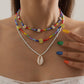 Vacation Shell Smiley Rice Bead Woven Necklace Female Simple Daisy Color Stacked Necklace