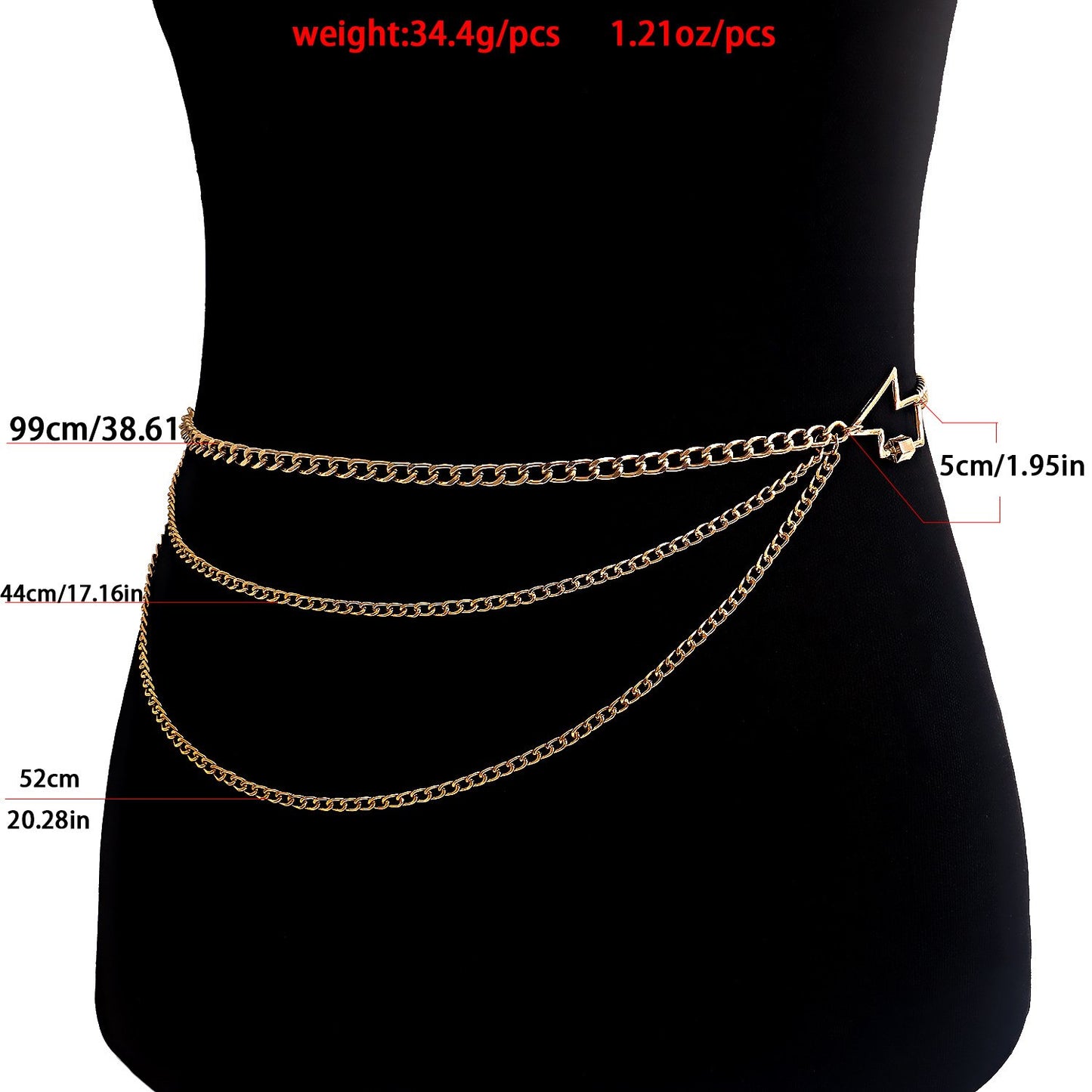 Jewelry ins metal multi-layer body chain waist chain female alloy lightning navel chain waist chain