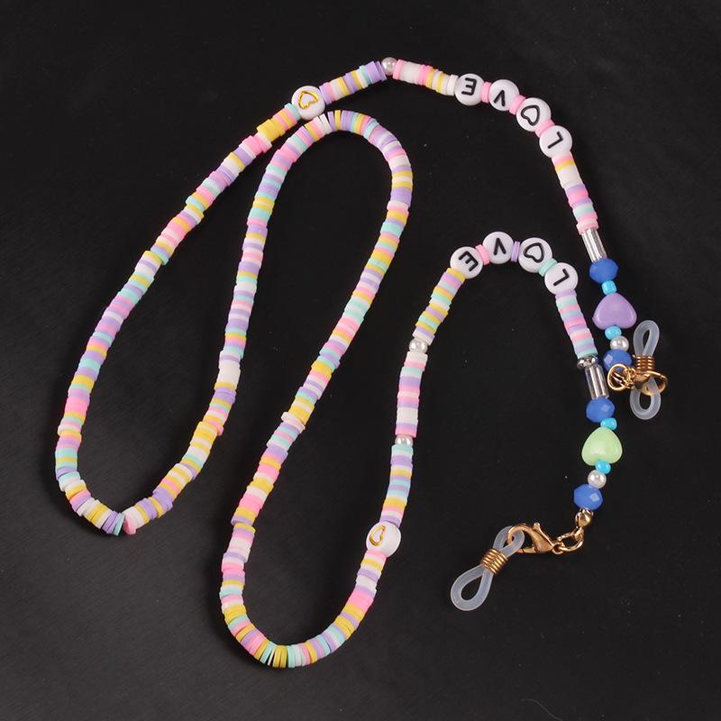 Glass bead mask hanging chain all-match soft pottery letters glasses chain mask chain