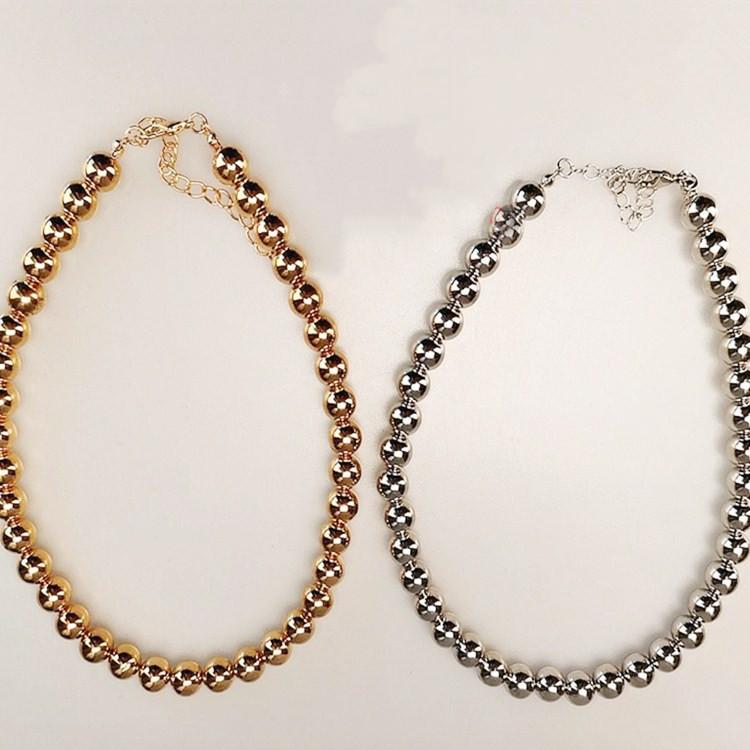 Jewelry Vacuum Plating Imitation Gold Color Preservation Necklace Female Beaded Short Necklace Necklace Female