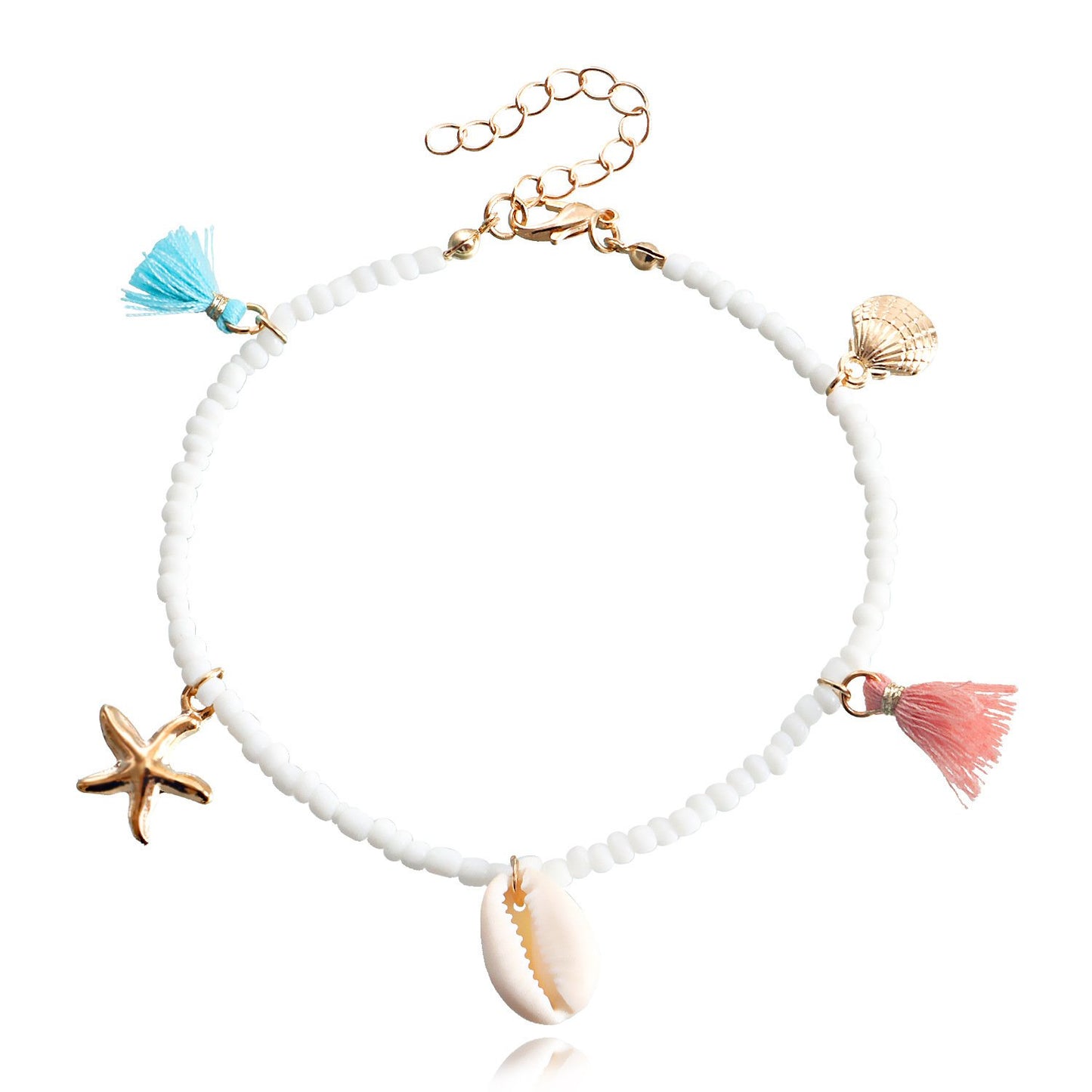 Jewelry Bohemian color rice beads tassel anklet female beach shell starfish foot decoration niche