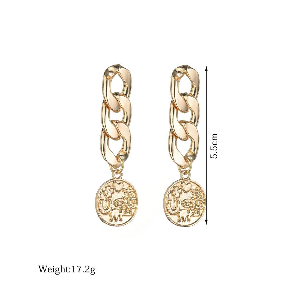 Punk Heavy Metal Chain Earrings Fashion Round Alloy Earrings Women Accessories