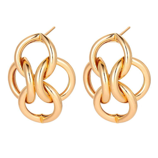 Hip-hop fashion chain hoop earrings exaggerated geometric metal stud earrings for women
