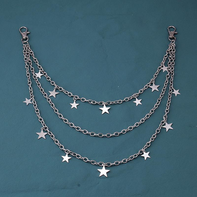 Versatile five-pointed star pendant chain trend hip-hop men and women jeans waist chain fashion ins accessories