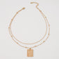 N9479 Fashion Simple Necklace Geometric Butterfly Square Pendant Necklace Metal Creative Double Layer Necklace