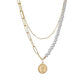 Fashion Alloy Queen Head Pendant Necklace Multilayer Imitation Pearl Necklace Accessories