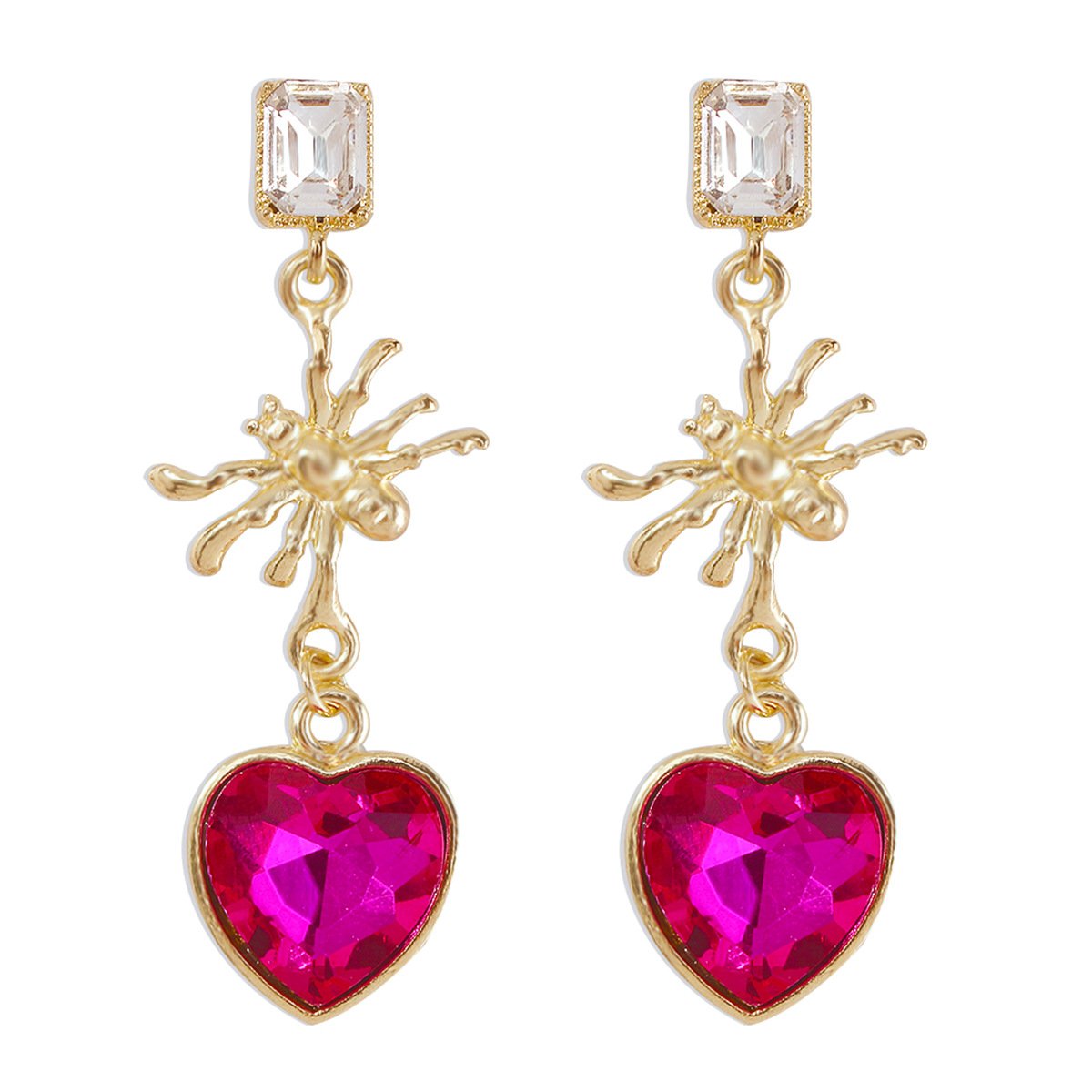 E9984 Jewelry rhinestone spider Halloween element earrings punk personality love exaggerated earrings female