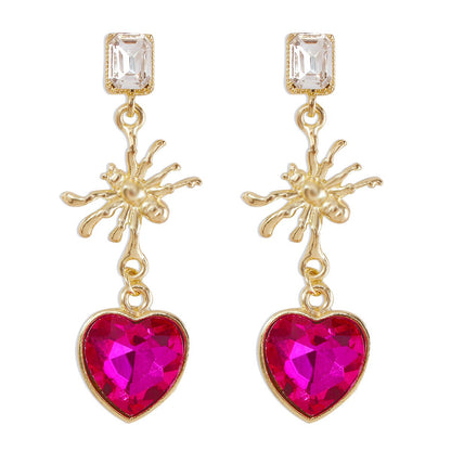 E9984 Jewelry rhinestone spider Halloween element earrings punk personality love exaggerated earrings female