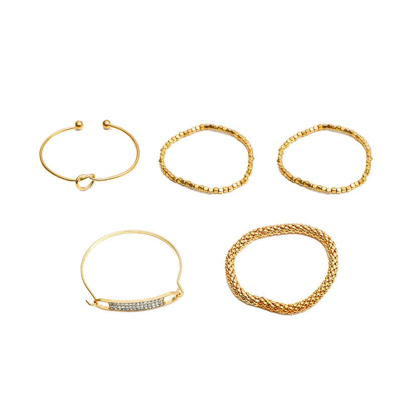 Retro chain bracelet 5-piece set diamond multi-layer geometric hollow bracelet ins creative set jewelry