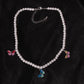 Jewelry personality ins imitation pearl geometric necklace creative retro color butterfly suit necklace