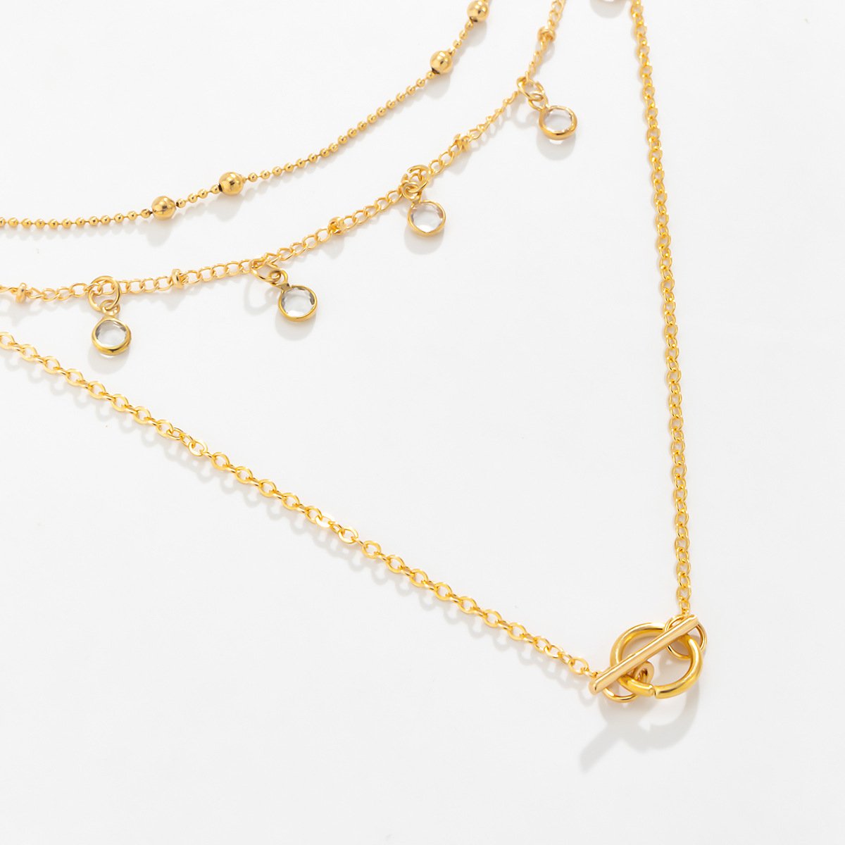 Jewelry simple and versatile metal ot buckle necklace female niche trend rhinestone pendant clavicle necklace