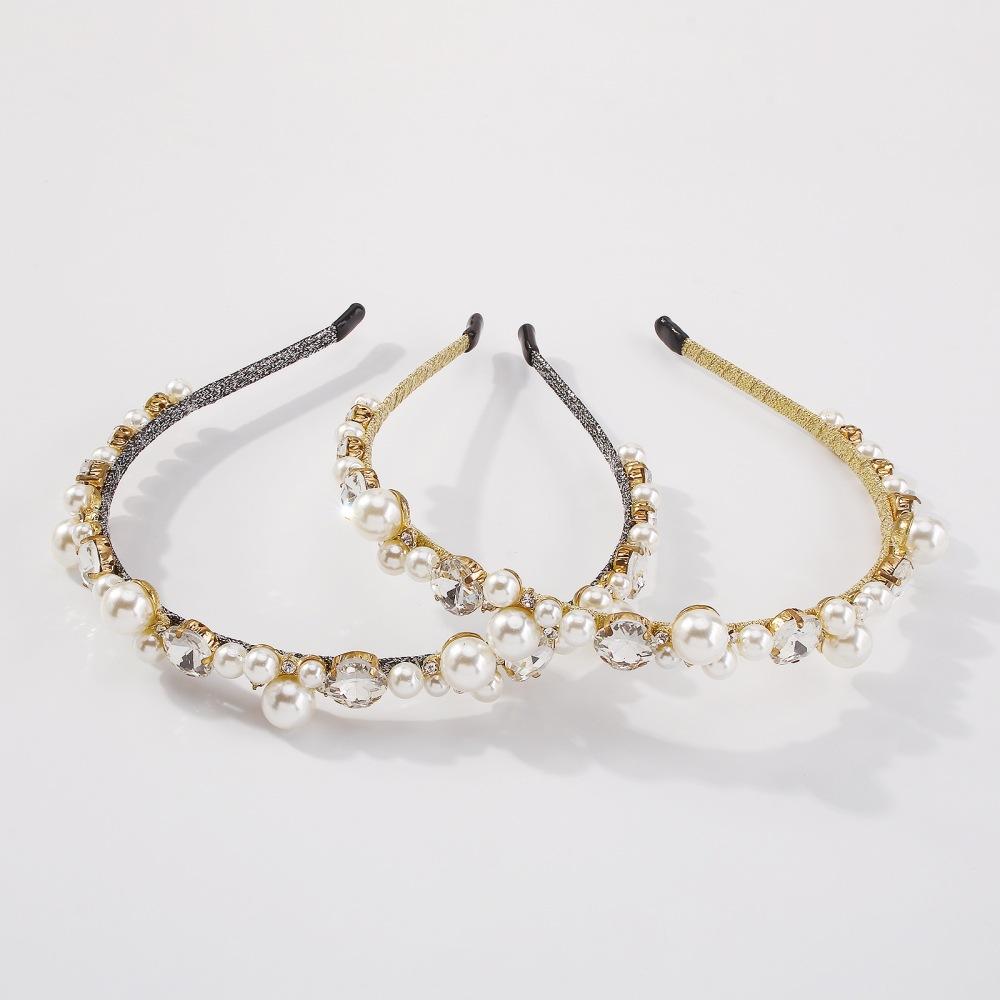 F3459 Jewelry Imitation Pearl Diamond Retro Headband Metal Temperament Ladies Fashion Headband