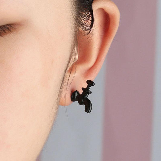 Fashion personality exaggerated women's three-color faucet stud earrings