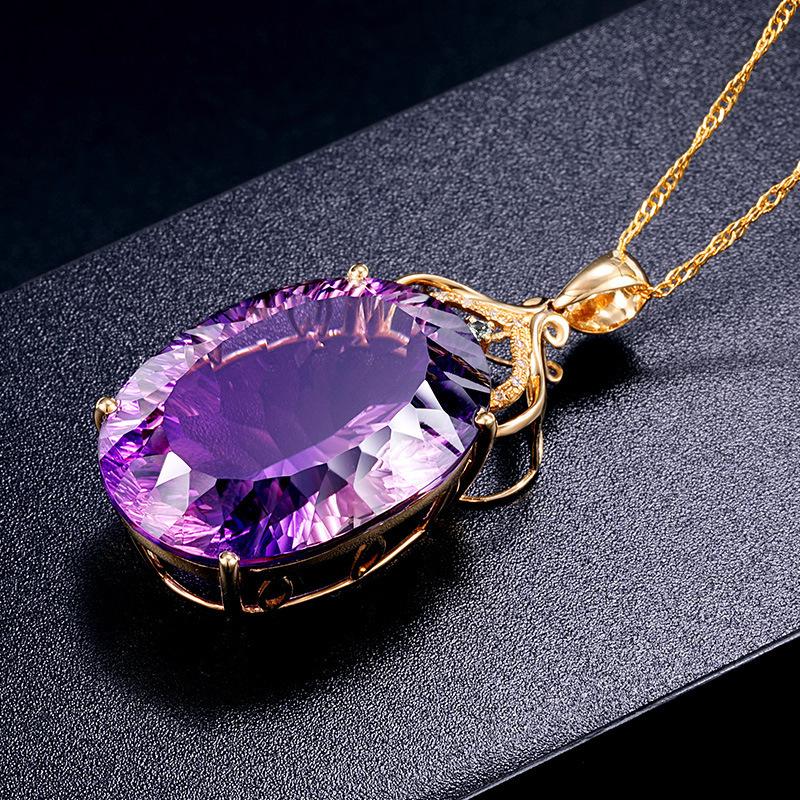 Women Fashion Luxury Amethyst Pendant Necklace Ametrine Gemstone Necklace Jewelry