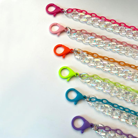Ins street super hot candy color translucent magic color acrylic double-layer pants chain trendy ornaments