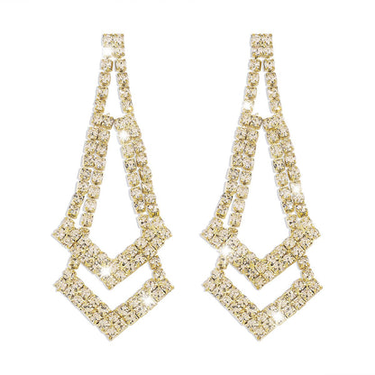 E1575 Jewelry Rhinestone Claw Chain Double Diamond Earrings Light Cooked Sweet Cool Temperament Earrings Women