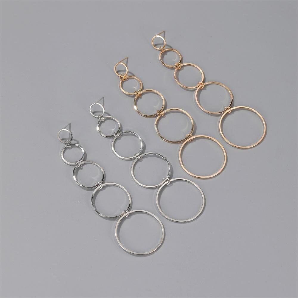 Earrings fashion personality multi-layer circle tassel earrings long section temperament exaggerated circle earrings women