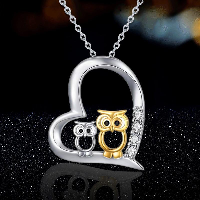 Jewelry Owl Pendant Necklace Female Niche Design Sense Cartoon Card Love Children's Day Gift Jewelry