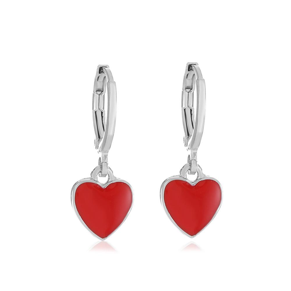 Retro Drip Oil Heart Earrings Female Fashion Simple Sweet Color Peach Heart Earrings Earrings Versatile Earrings