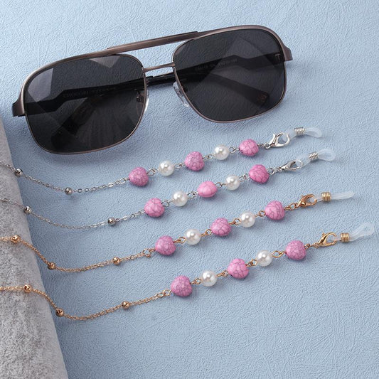 Jewelry Ladies Pearl Love Pendant Glasses Chain Temperament Peach Heart Glasses Mask Multi-purpose Accessories