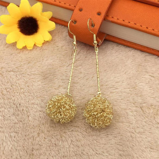 Small wire sphere long earrings OL versatile women's earrings fashion