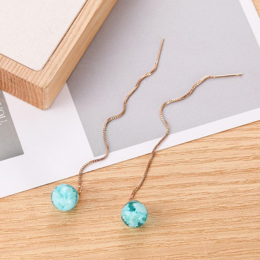 ETSY Blue Sky White Cloud Transparent Sky Resin Geometric Spherical Pendant Earwire Earrings Female Ear Jewelry