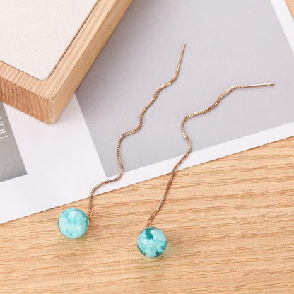 ETSY Blue Sky White Cloud Transparent Sky Resin Geometric Spherical Pendant Earwire Earrings Female Ear Jewelry
