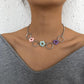 N965 Niche Geometric Necklace Colorful Resin Flower Sweet Necklace Cold Creative Circle Necklace