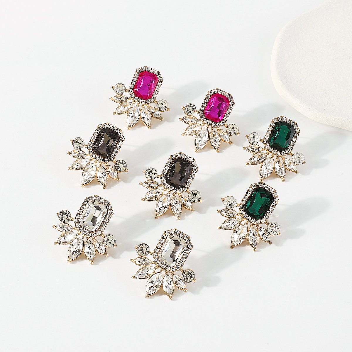 1925 Jewelry Simple Geometric Rhinestone Palace Retro Earrings Fashion Personality Earrings