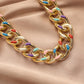 Fashion simple short rainbow aluminum chain sideways chain ins personality creative collarbone single chain necklace female