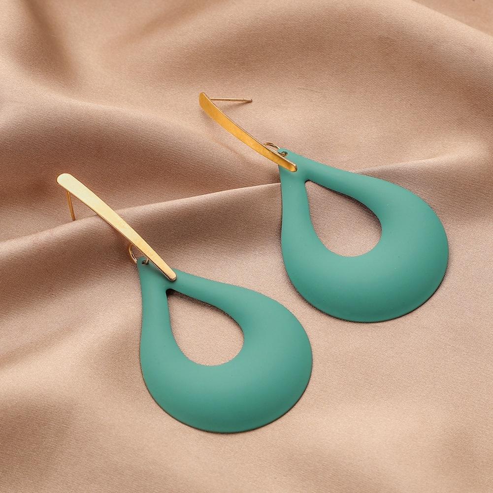 Three-dimensional fashion personality hollow exaggerated water drop long earrings geometric metal paint petal earrings for women