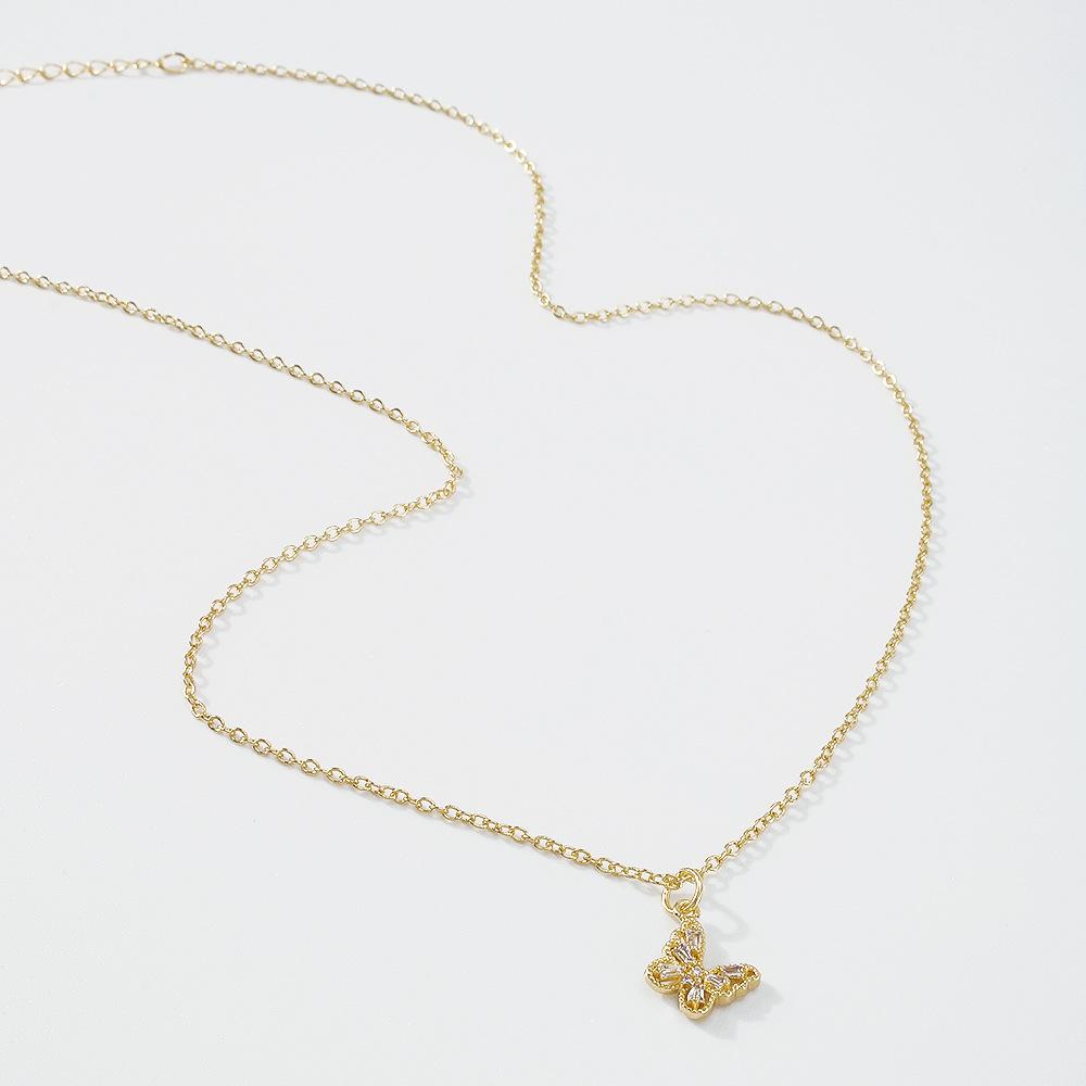 ZN65 Niche Internet Red Small Necklace Female Simple Love Key Butterfly Element Necklace Copper Zircon Necklace
