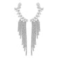E1434 Internet celebrity exaggerated fashion earrings rhinestone tassel geometric claw chain earrings light luxury niche ear clips