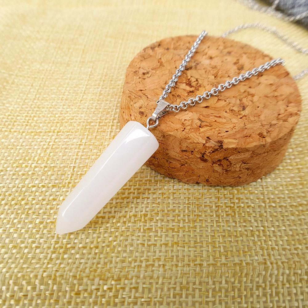 Natural stone crystal hexagonal column bullet necklace fashion creative white turquoise clavicle chain birthstone series