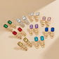 Jewelry temperament simple color imitation gemstone earrings female retro personality metal chain earrings
