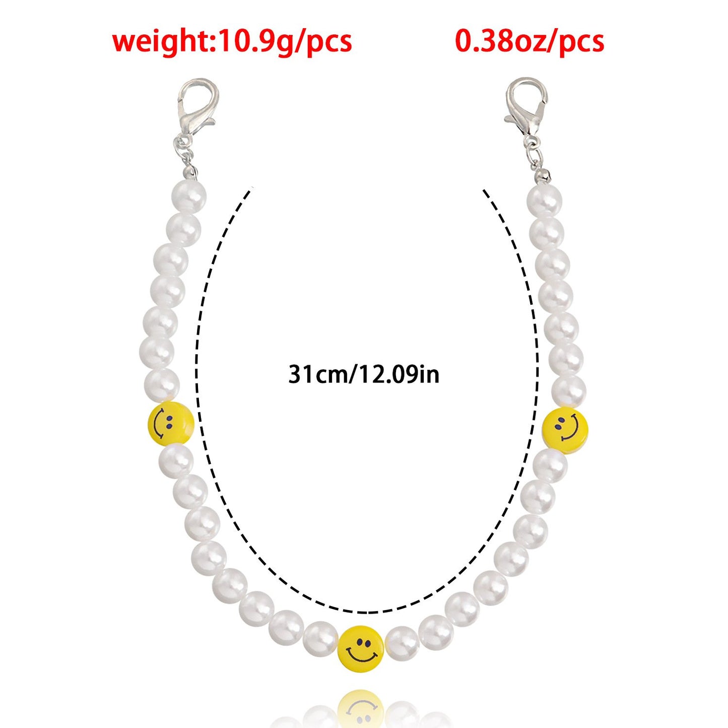 Jewelry Casual Beach Woven Imitation Pearl Anklet Shoes Decoration Simple Smiley Face Versatile Shoe Chain