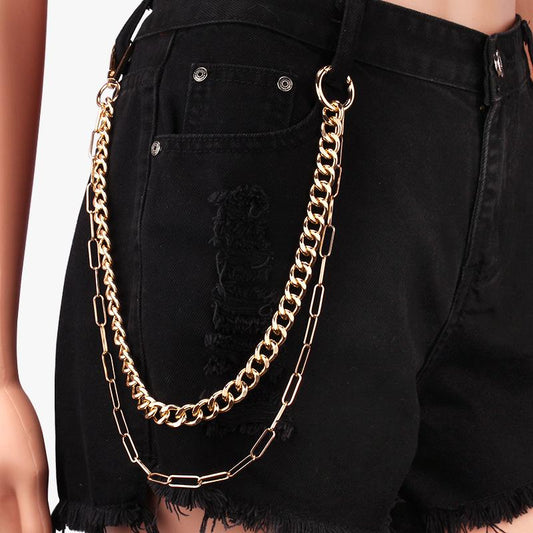 Personalized creative body chain hip-hop rock retro trend pants chain punk double chain