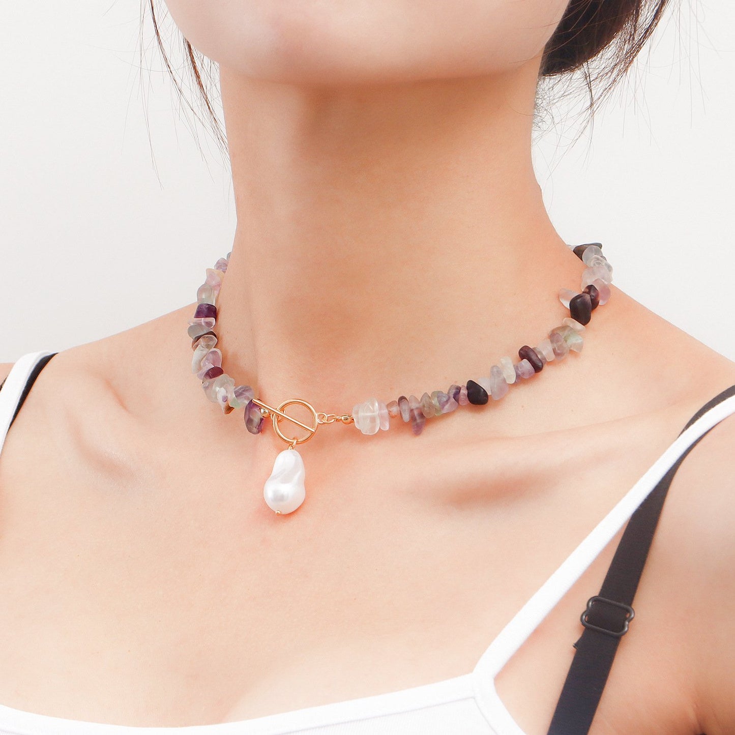Jewelry Large Shaped Pearl OT Buckle Necklace Female Beach Simple Fashion Color Turquoise Necklace