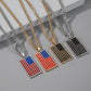 ins American flag hip-hop rectangular tag necklace fashion Taigang jewelry