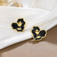 Ins tulip pleated love earrings female retro fashion niche design dripping oil black heart-shaped earrings